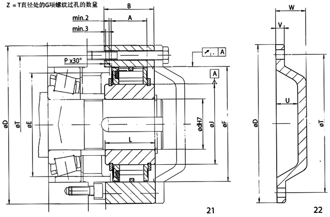 內(nèi)部逆止器FXM-螺栓連接安裝尺寸